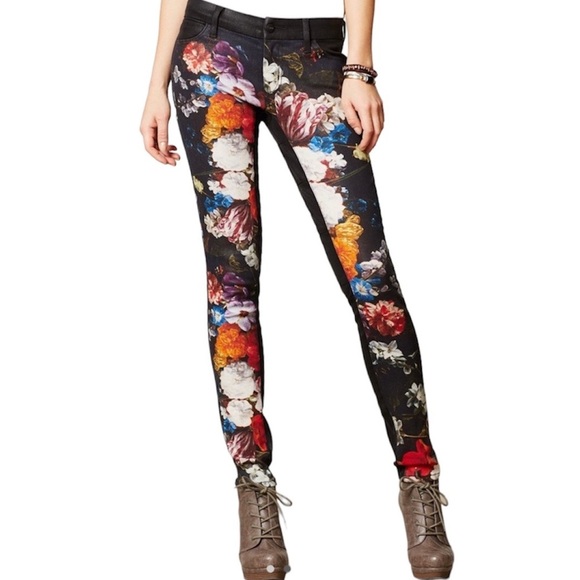 Koral Coated Floral Skinny Jeans for Anthropologie Size 26 - Picture 9 of 12
